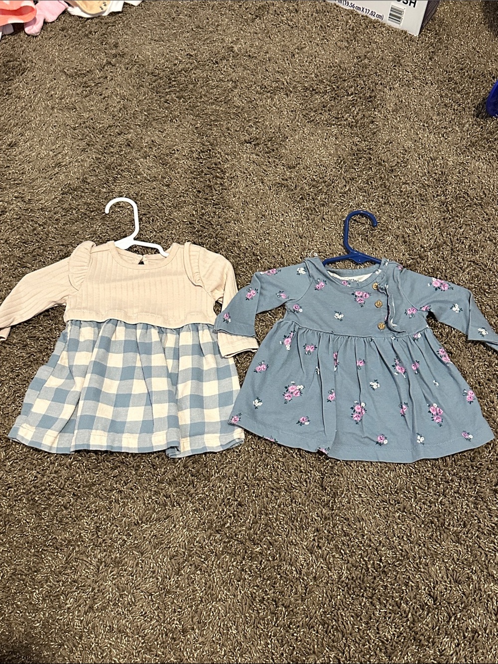 Girls' Blue Floral Long-Sleeve Dress